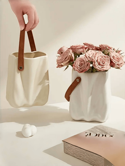 1 vaso de plástico imitando cerâmica, vaso portátil para arranjo floral de mesa para hidroponia e decoração de casa