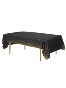 1 件蓝色和金色矩形桌布节日派对一次性桌布金色派对用品适用于生日、万圣节、圣诞节和新年派对装饰节日装饰节日用品