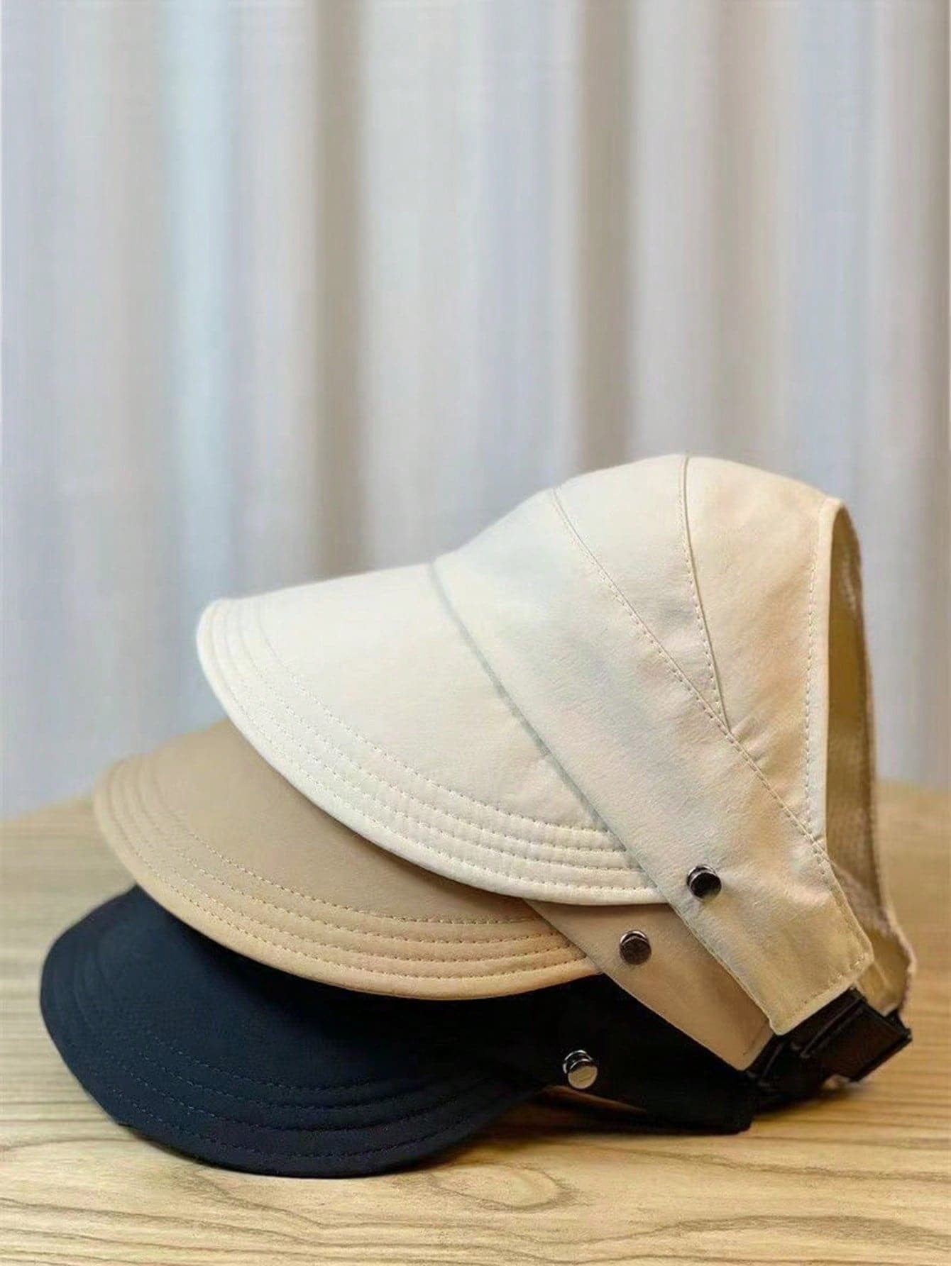1pc Crown Top Cap, Foldable Wide Brim Fashion Snapback Cap Suitable For High Ponytail - Multicolor - View 1