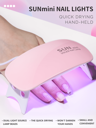 1 stuk 6 lampkralen roze mini muis nagellamp nageldroger UV/LED-lamp draagbare micro USB-voedingskabel thuisgebruik drooglamp voor gel