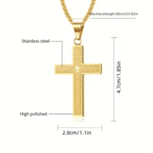 1pc Cross Pendant Sweater Chain Necklace