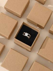 12pcs Simple & High-Grade Jewelry Packaging Box For Earrings, Rings, Necklaces, Pendants, Suitable For Holiday Gifts Packaging Valentine Day - Khaki - View 3