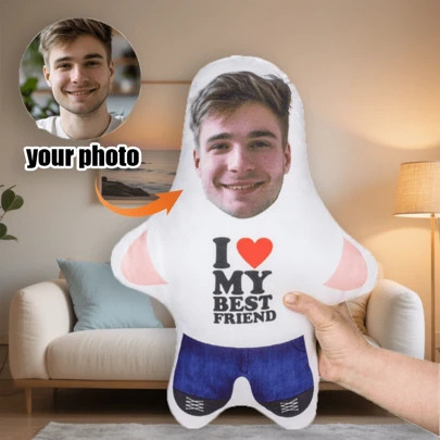 1pc Customized Photo Pillow - Personalized Couple Gift With "I Love My Best Friend" Design, Home Decor For Anniversary, Valentine's Day,Multi-Functional,Reusable,Ornamental,Exquisite,Stylish,Adorable,Colorful,Cute,Funny,Custom,Personalized,Customized,Unique,Ideal Gifts For Her,Ideal Gifts For Him,For Anniversaries,For Birthdays,Toys & Games,Haunt Your Home,Unique Gift,Perfect For Home Decor