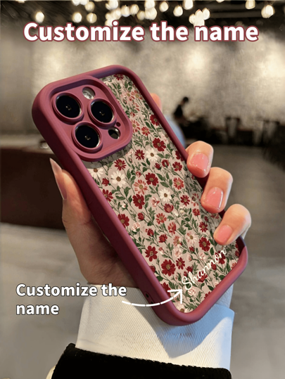 1pc Customized Name Phone Case, DIY Personalized Phone Case. Unique Ditsy Floral Design With Autumn Style Elements. Full Coverage Protection, Comfortable Grip, Anti-Drop Shock Absorption. The Best Gift For Friends, Family, Couples, Loved Ones. Suitable For Christmas, Mother's Day,Cell Phones & Accessories,Season Picks