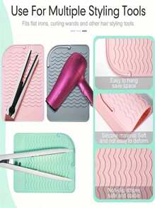 Portable Silicone Heat-Resistant Pad, Straightener, Curling Iron Insulation Pad, Anti Slip And Heat-Resistant Pad, Travel Styling Tool For Travel Dressing Table, Travel Case For Hairdressing Tools - Heat-Resistant Pad, Straightener Pad, And Curling Iron Sleeve
