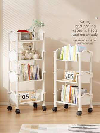 2/3/4/5 Tier Plastic Rolling Storage Cart, Wheeled Mobile Organizer Rack, Suitable For Living Room, Bedroom, Dorm Space, No Electricity Needed, Cosmetics & Personal Care Items Organization System