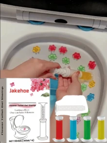4 piezas/3 piezas Desodorante en gel para inodoro, Limpiador y desodorante de inodoro con estampado floral, Limpiador de inodoro, Gel desodorante, Ambientador de baño, Apto para inodoro, baño, artículos de limpieza