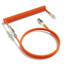 كابل لوحة المفاتيح الملفوف بالوان RGB فائقة C01 ، كبل طراز Aviator مخصص احترافي من USB-C لألعاب الكمبيوتر ، تصميم مزدوج مبطن مستقر ، من النوع C إلى USB-A فائق السرعة 2 م ، محول معدني قابل للفصل للاعبي الكمبيوتر