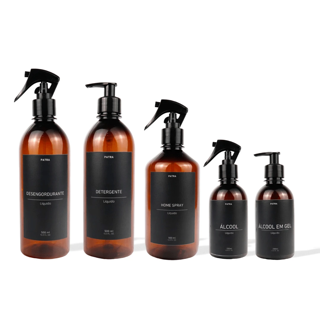 Amber PET Cleaning Kit 5 Pcs PATRA - 琥珀瓶和黑色標籤 - 查看 1