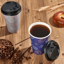 100 Pack 16 Oz Paper Cups, Disposable Coffee Cups With Lids And Straws, Drinking Cups For Water, Coffee, Tea, Hot Coffee Cups For Home, Shops And Cafes - Multicolor - View 4