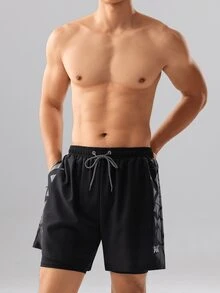 361degree 361°新款时尚印花男士泳裤，腰部抽绳，二合一设计，不透视，宽松外穿款式防止尴尬，适合游泳、潜水、冲浪、海滩度假，展现个性魅力