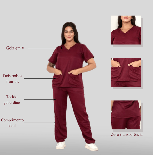 Uniforme Cirúrgico Conjunto de Scrub Feminino Roupa de Trabalho de Salão de Beleza/ Enfermeira, Top e Calça  Clínicos, Médico Enfermagem
