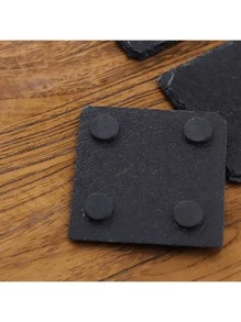 1pc/4pcs Slate Drink Coasters, Black Slate Stone Coasters, Creative Insulated Pads, Suitable For Beverage Hall, Cafe, Kitchen, Restaurant And Other Places. Gift For Family And Friends.