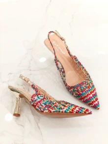 RevReaL Slingback-Absätze mit geflochtenem Muster - elegant und leicht für Partys, Hochzeiten und den Sommer im Boho-Stil - Verschiedenfarbig - Übersicht 3