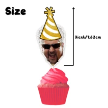 Decorazioni per torte o cupcake personalizzate a forma di cappello, decorazioni con foto personalizzate del viso, adesivi personalizzati e stampe fotografiche | Forme multiple | Perfetti regali per feste, etichette regalo - Multicolore - Visualizzare 5