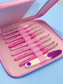 钩针套装 - 8 件符合人体工程学的软握柄、渐变色、耐用铝制挂钩、便携式 PU 皮套、便携式切割工具、用于 DIY 工艺品项目的针织配件 - 针织爱好者的理想选择 - 送给手工艺人和 DIY 爱好者的礼物 - 彩色 - 查看 4