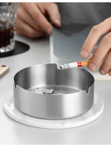 2 Portacenere personalizzabili con testo stampato a laser, in acciaio inossidabile, colore argento, diametro 8cm