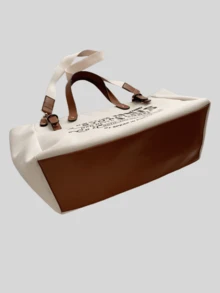 Túi tote vải canvas in chữ tái sử dụng dành cho nữ, túi đeo vai thường ngày, túi mua sắm đi học dung tích lớn, túi xách dày dặn, túi nữ, túi du lịch bằng vải canvas, túi du lịch, túi đeo vai, túi xách nữ, vật dụng cần thiết cho sinh viên đại học. - trắng - Xem 7
