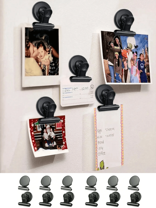 Black Fridge Magnets, Refrigerator Magnets, Magnetic Clips Heavy Duty, Magnet Clips For Whiteboard Locker Photo Displays On Home& Office &Teaching