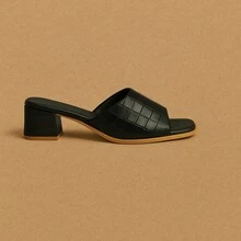 Women's Sandals With Clogs, Peep Toe, Comfortable, Mule - 鱷魚黑 - 查看 2