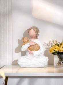 1pc Girl And Cat Sculpture, Symbolizing Harmony Between Humans And Animals, Suitable As A Gift For Family, And Friends - Multicolor - View 9