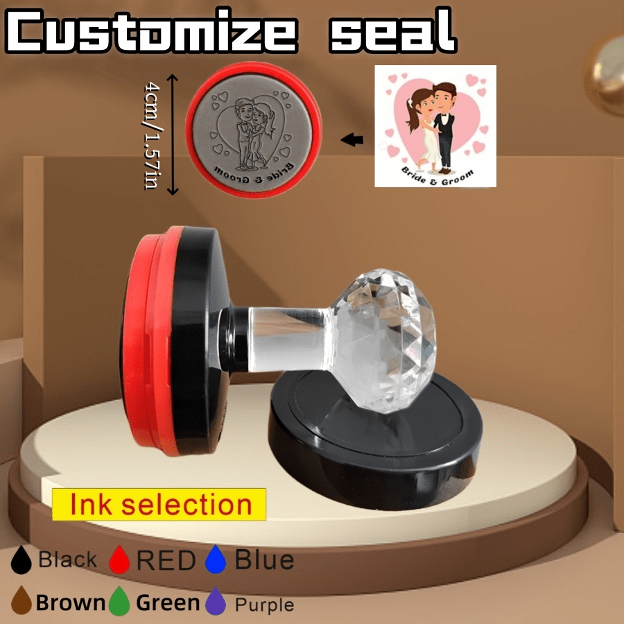 Personalice su sello con imagen o logotipo, sello de motivación de maestro, sello de imagen DIY, diámetro de impresión de 4 cm / 1,57 pulgadas, en negro, azul, rojo, verde, morado, marrón. Sellos personalizados para invitaciones de boda y regalos de pareja.