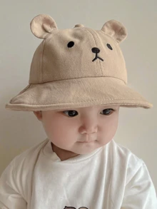 1 pieza Gorro de malla transpirable con diseño de oso para niños pequeños, estilo lindo y versátil para bebés e infantes, adecuado para usar en primavera y verano - Caqui - Ver 13