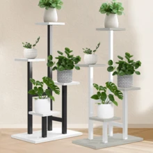 Modern Multi-Tier Metal Plant Stand With Integrated Vase - Versatile Indoor Flower Storage Shelf Box, Cabinet, Rack For Outdoor Storage