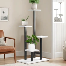 Modern Multi-Tier Metal Plant Stand With Integrated Vase - Versatile Indoor Flower Storage Shelf Box, Cabinet, Rack For Outdoor Storage