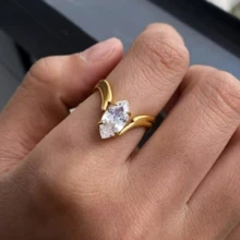 VKHK 1pc Luxury 18K Gold Plated Stainless Steel Rhinestone Zirconia Decor Multi-Layer Ring, Suitable For Women Daily Wear And Wedding, Gift - Diamond Ring - View 2