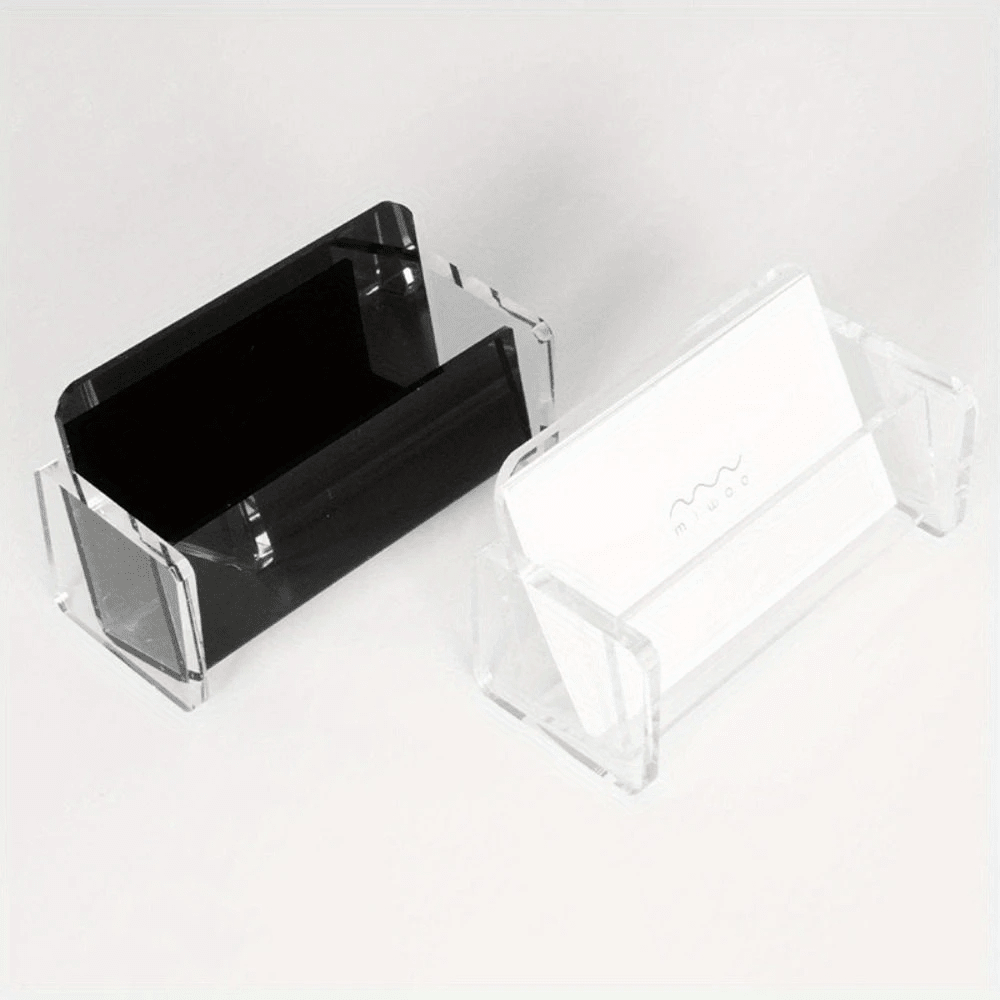 Minimalist & Elegant Acrylic Business Card Holder - Transparent & Black, Professional Desktop Display Card Rack, Plastic Card Toy Storage, Suitable For Office, Dorm, Student, Business, Front Desk