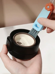 1pc 3-In-1 Cup Lid Brush, Thermal Bottle Lid Cleaner, Multipurpose Crevice Cleaning Brush, Cup Slot Bottle Brush Cup Cleaning Tool,Kitchen,Bathroom,Home,Household Supplies, Cleaning Accessories, Household Cleaning Supplies, Room Decoration, Can Be Used To Prevent Oil Stains, Garbage, Etc., Suitable For Kitchens, Restaurants, Parties, Gatherings, Travel, Family Gifts, Home Gifts