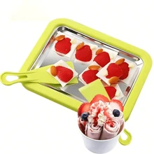 1 Pcs Ice Cream Maker Roll With 2 Scrapers, Homemade Ice Cream Maker, Sorbet, Frozen Yogurt, Italian Ice Cream Maker