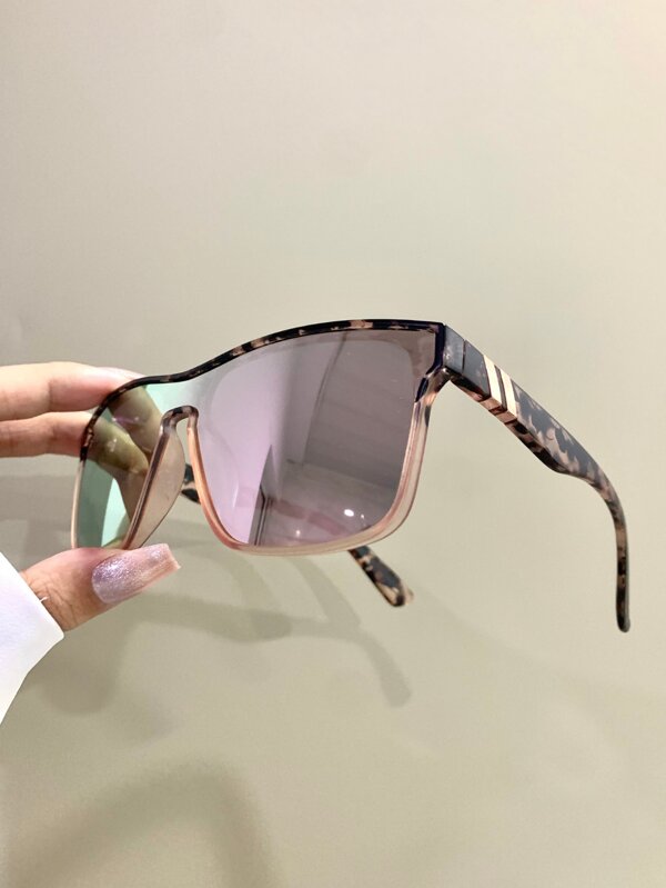 Elegant Square Pink Glasses, Fashion Flat-Top Eyeglasses, Metal Hinge Durable For Women