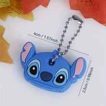 Disney 1 Disney Stitch Key Chain, Cartoon-Style Key Cap, Portable Key Chain Accessory, Protective Key Case Car Accessories Bag Charm School