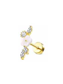 CASSIECA CASSIECA 1 Stück 16 Gauge Knorpel Ohrringe für Frauen, flacher Stecker - Hypoallergen, chirurgischer Edelstahl Stud Hoop Knorpel Ohrring Set für Daith, Concha, Tragus, Helix Piercings, Einzelstück