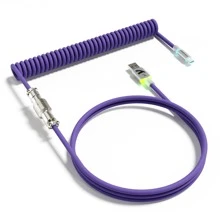 كابل لوحة المفاتيح الملفوف بالوان RGB فائقة C01 ، كبل طراز Aviator مخصص احترافي من USB-C لألعاب الكمبيوتر ، تصميم مزدوج مبطن مستقر ، من النوع C إلى USB-A فائق السرعة 2 م ، محول معدني قابل للفصل للاعبي الكمبيوتر