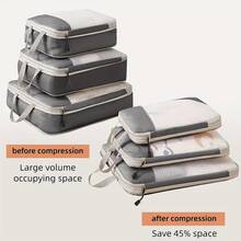 3pcs/Set Travel Compressed Packaging Cube, Travel Bag Luggage Organizer, Travel Essentials Carry-On Suitcase Compressed Cube - Multicolor - View 12