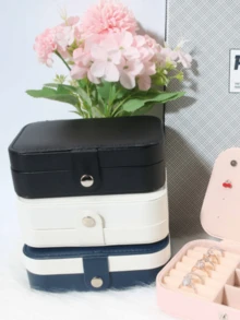 Caja de almacenamiento multifuncional portátil y plegable, caja de almacenamiento de joyas para anillos, collares y pendientes, caja de joyas para mujeres, organizador de viaje, regalo de artículos esenciales de viaje - Negro - Ver 5