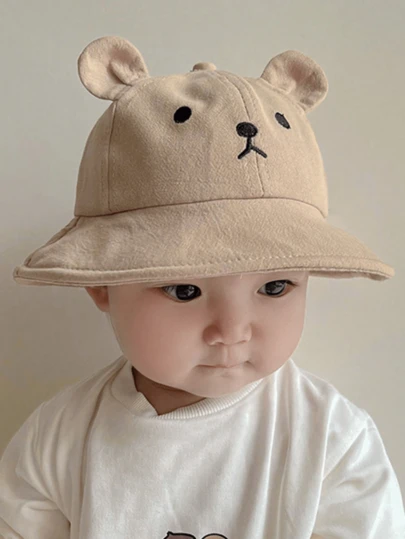 1 pieza Gorro de malla transpirable con diseño de oso para niños pequeños, estilo lindo y versátil para bebés e infantes, adecuado para usar en primavera y verano
