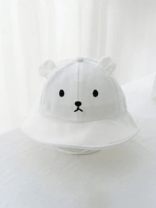 1 pieza Gorro de malla transpirable con diseño de oso para niños pequeños, estilo lindo y versátil para bebés e infantes, adecuado para usar en primavera y verano - Caqui - Ver 6