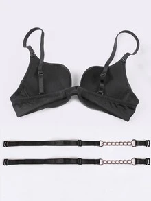 Sutien sexy pentru femei cu lanț metalic, decorat cu bretele convertibile, fără cusături, cu decolteu în U - Negru - Vizualizare 4