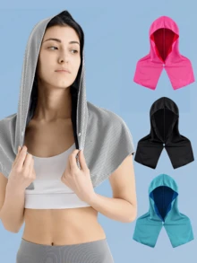 1pc Unisex Cooling Hooded Towel, Quick Drying Cooling Towel For Neck, Face & Head, Suitable For Sports, Camping, Workout, Cycling, Golf, Running, Hiking And Fishing - Multicolor - View 2