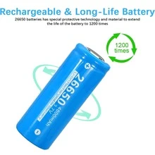 Batería recargable 26650, Pila 1 unidad, 3,7 V, 4800 mAh, de litio 26650, batería plana para linternas, herramientas eléctricas y otros equipos - 26650 - Ver 4