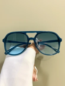 复古双梁时尚眼镜，PC镜片，金属铰链，装饰性青蛙眼镜 - 彩色 - 查看 5