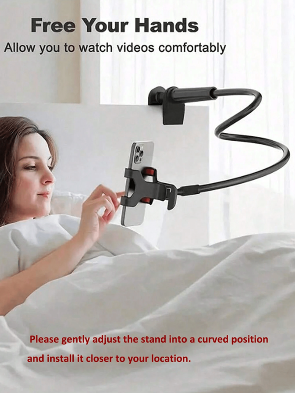 1 pièce Support de téléphone Support de téléphone Bras articulé universel réglable à 360° Support de téléphone fixe, support de téléphone portable suspendu, support à pince double, compatible avec les téléphones portables de 4 à 7 pouces, avec accès au port de charge. Convient à divers scénarios tels que les salons, les chambres, les cuisines, les toilettes, etc. et est également un choix parfait pour les cadeaux.