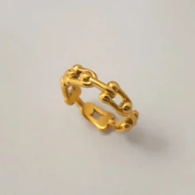 VKHK 1 件 18K 镀金不锈钢复古风格女士戒指，适合日常佩戴的珠宝礼物