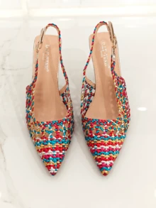 RevReaL Slingback-Absätze mit geflochtenem Muster - elegant und leicht für Partys, Hochzeiten und den Sommer im Boho-Stil - Verschiedenfarbig - Übersicht 7