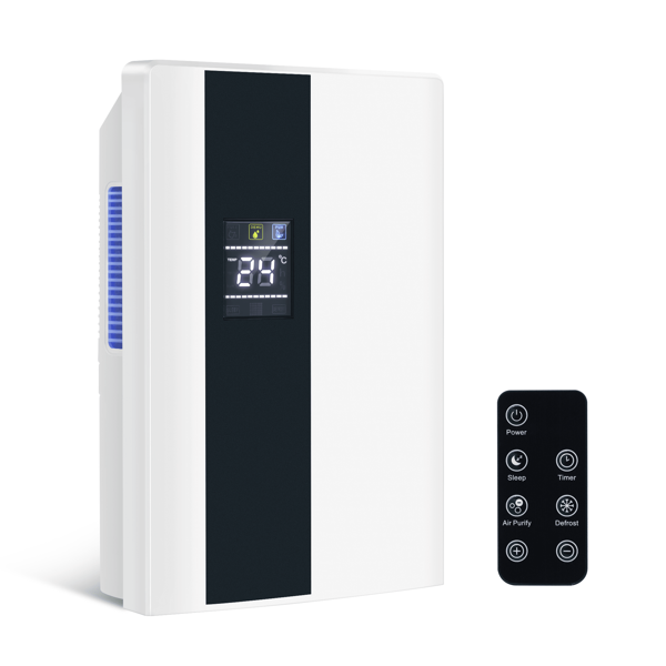 Déshumidificateur électrique 2000 ml - Déshumidificateur de pièce pour sous-sol, chambre, appartement, déshumidificateur avec télécommande, minuterie 24 h, nettoyage UV et mode veille