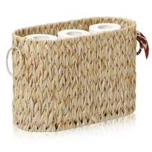 Almacenamiento de papel con soporte para 6 rollos grandes, cesta de baño para toallas y revistas, cesta de lavandería, decoración de baño de verano - Marrón - Ver 1